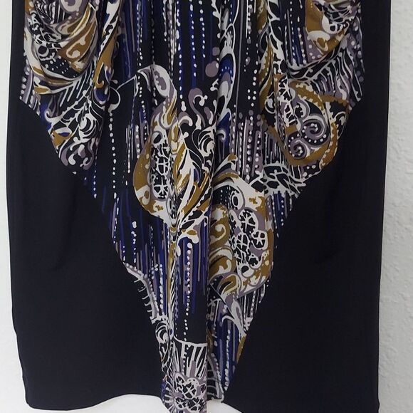 BCBGMaxAzria Black Sheath Midi Dress with Plunge Neckline & Pockets - Picture 6 of 7